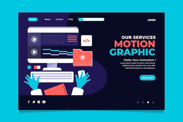 Vektor organische flache bewegungsgrafik-landingpage-vorlage