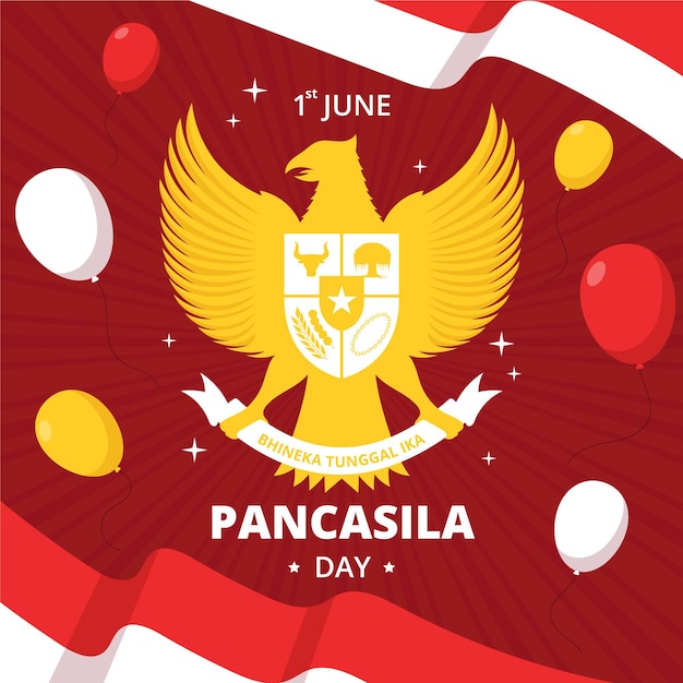 Organische flache pancasila-tagesillustration