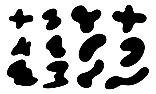 Organischer zufälliger ort. abstrakte unregelmäßige formen, stein oder schwarze kleckse. abstrakter kiesel
