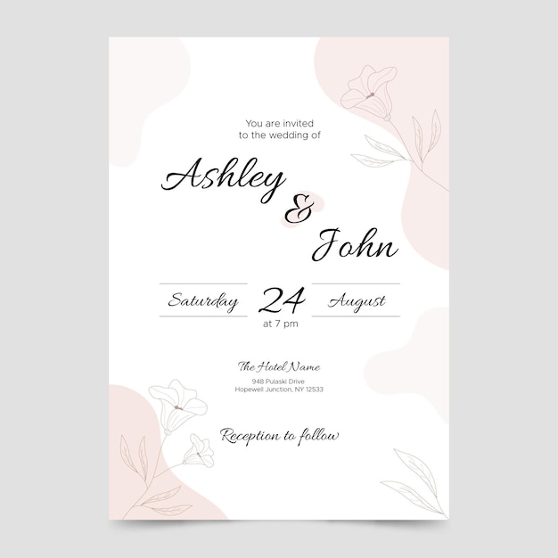 Organistische flache minimalistische Hochzeitseinladung