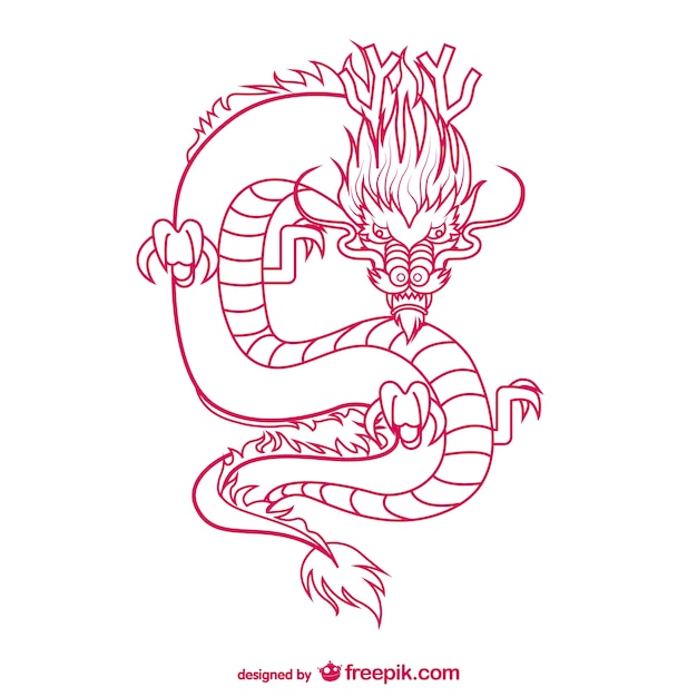 Orientalischen drachen zeichnung