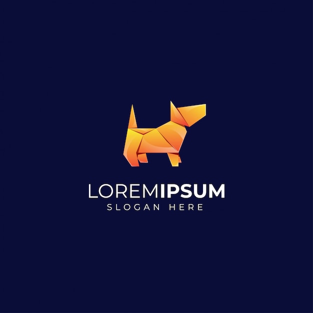 Origami hund logo design vorlage