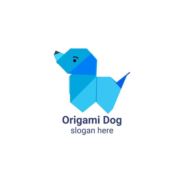 Origami-Hund-Low-Poly-Logo-Vorlage