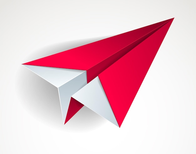 Origami-Papier gefaltetes Spielzeugflugzeug, realistische 3D-Vektorillustration.
