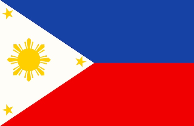 Originelle und einfache Flagge der Republik der Philippinen, isoliert in offiziellen Farben und Proportionen korrekt. Die Philippinen sind Mitglied der Asean Economic Community AEC