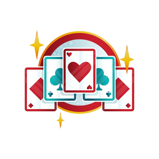Originelles Logo-Design für Casino oder Pokerclub mit Spielkarten Spiel um Geld Vektorelement für mobile App oder professionelle Turnierpromo