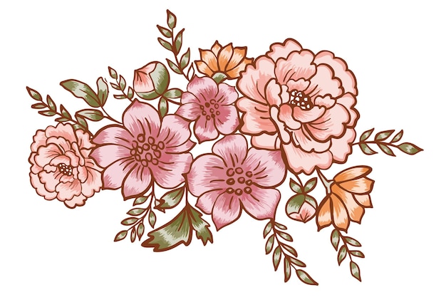 Vektor ornament blume rosa handgezeichnete illustration