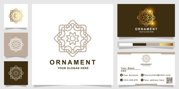 Ornament-logo-vorlage mit visitenkartenentwurf.