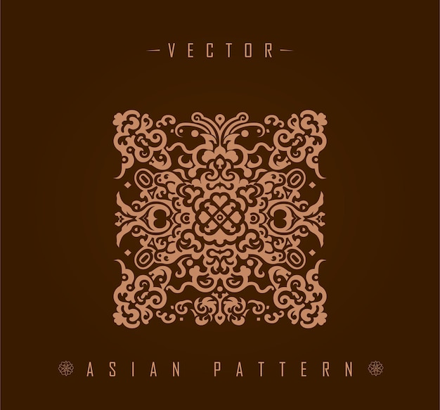 Vektor ornamentäres asiatisches quadratmuster mit geometrischen akzenten