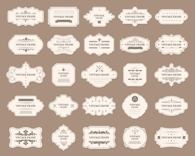 Ornamentale Etikettenrahmen verziertes dekoratives Vintage-Abzeichen Royal Wedding Insignia Sale Sticker