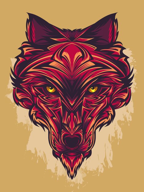 Ornamentale wolfskopf-vektor-illustration