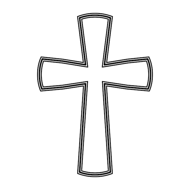 Ornamentisches christliches Kreuz mit doppelter Umrisse