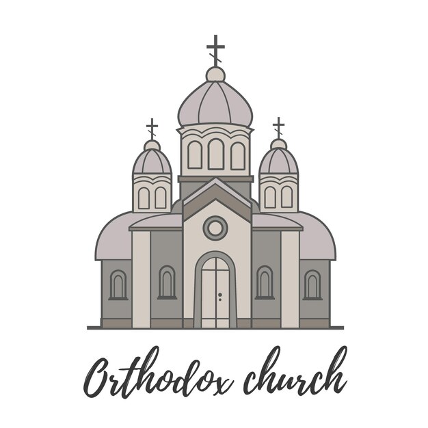 Orthodoxe kirche auf weißem hintergrund vektorillustration