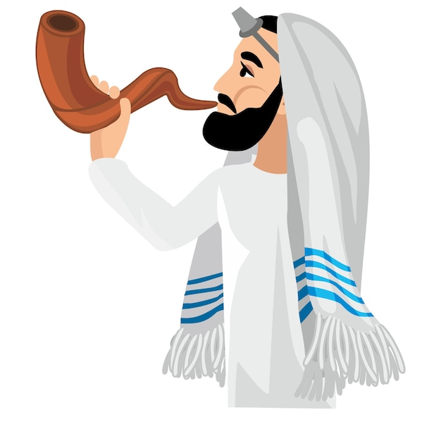 Vektor orthodoxer jewhassidrabbi mit payot und kippah
