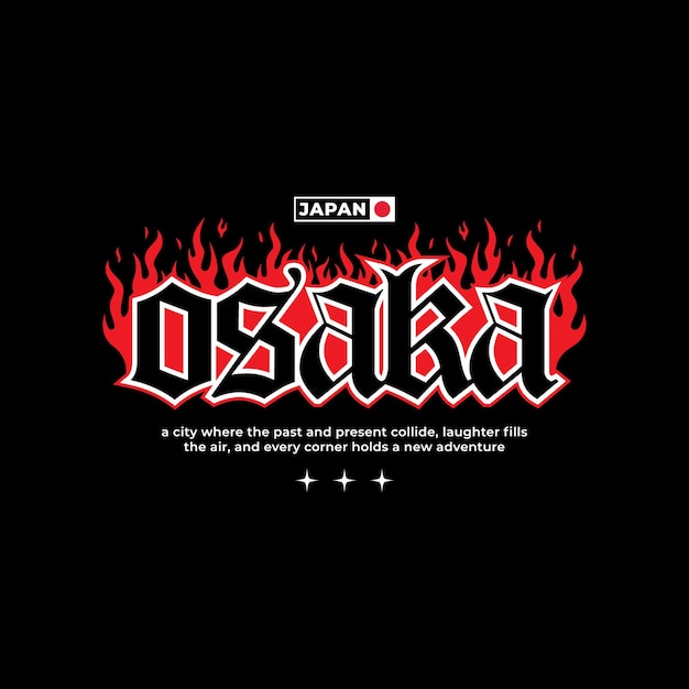 Osaka tokio japan vintage t-shirt streetwear typografie slogan t-shirt design vektor illustration