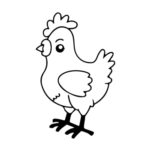 Oster hübsches Hühnchen in der Linienkunst Oster süßes Huhn Illustration im Outline-Stil