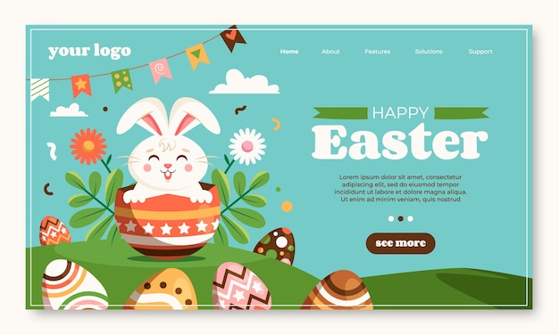 Oster-Landingpage im flachen Stil
