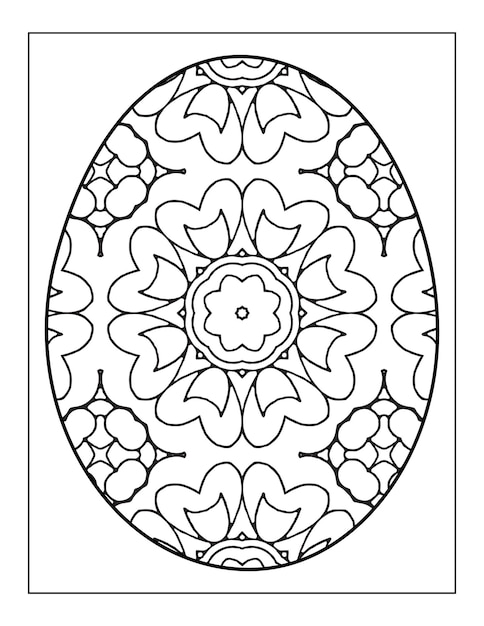 Osterei mit Blumenmuster für Erwachsene zum Ausmalen Kompliziertes Osterei zum Ausmalen