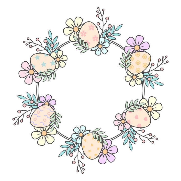 Ostereier und Blumen kreisen Rahmen ein