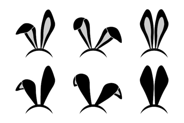 Vektor osterhasenohren maske. kaninchenohrfederhutsatz lokalisiert auf weißem hintergrund. vektor-illustration.