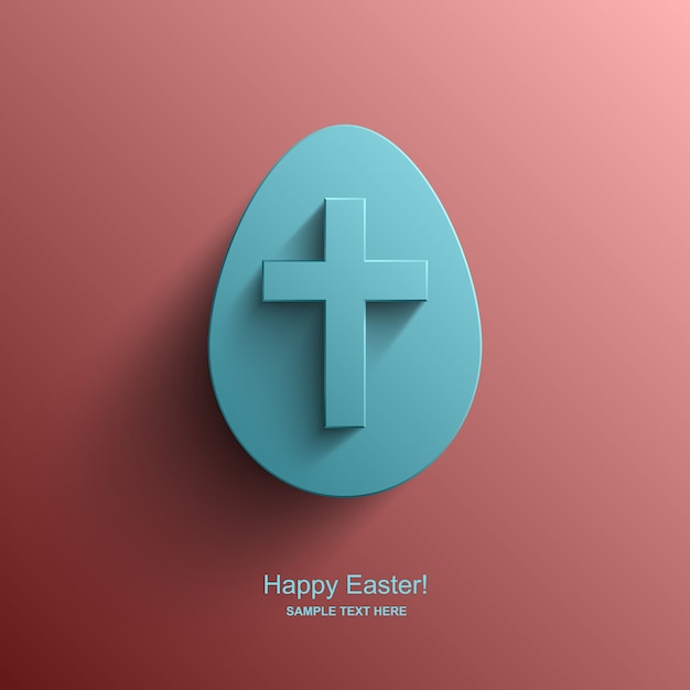 Osterkarte in der Form eines Eies mit dem Bild eines christlichen Kreuzes, Osterhintergrund