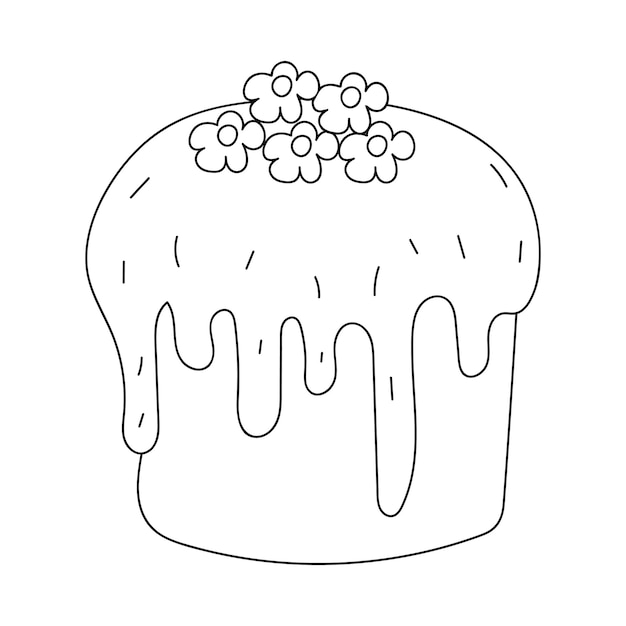 Vektor osterkuchen auf einem weißen hintergrund doodle vektor illustration lineare skizze