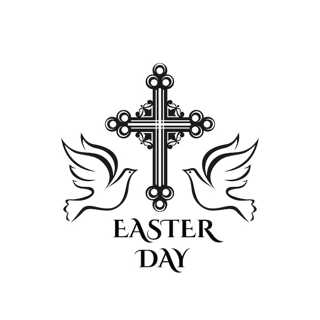Ostern auferstehung tag vektor kreuz und taube symbol