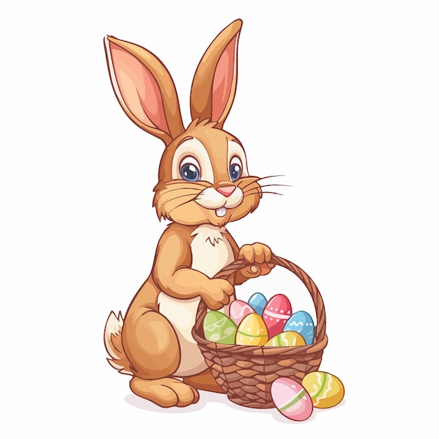 Ostern-hase-eier-jagd-korb-vektor