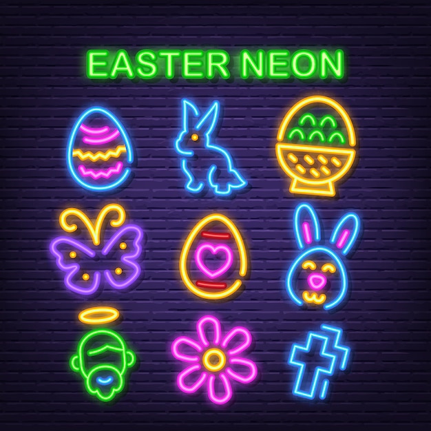 Ostern neon icons