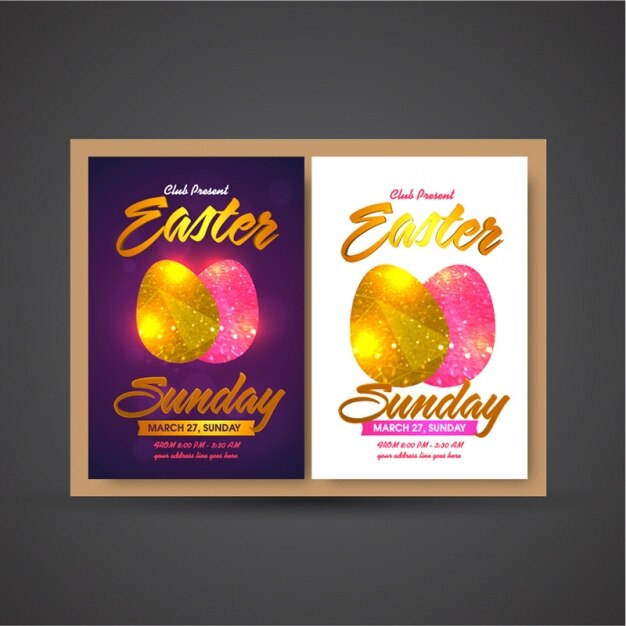 Ostern-party plakat mit goldenen und rosa eier