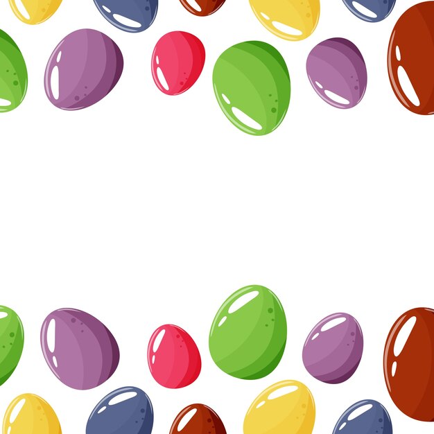 Vektor osterrahmen mit bunten eiern, nämlich gelb, blau, lila, rosa, unten und oben für poster