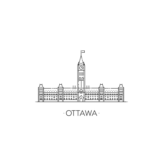 Vektor ottawa-vektor-illustration architektur von ottawa kanada