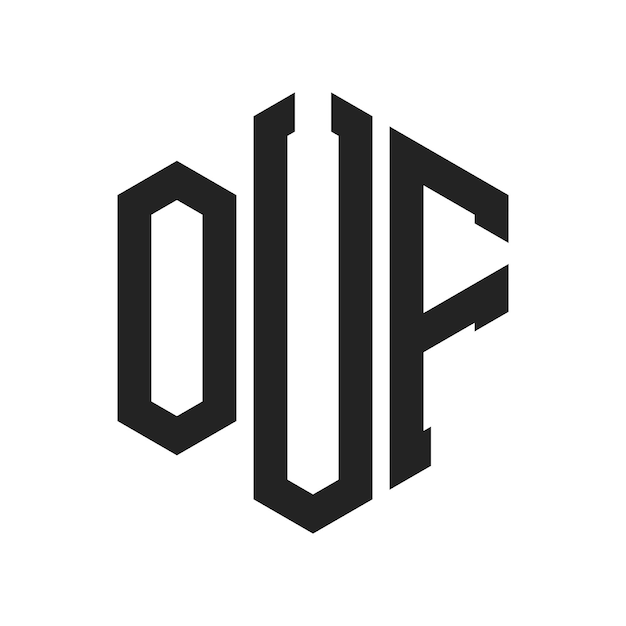 OUF Logo Design Initial Letter OUF Monogram Logo mit Hexagonform