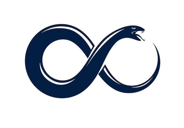 Ouroboros-Schlange in Form eines Unendlichkeitssymbols, endloser Kreislauf von Leben und Tod, antike Uroboros-Symbolvektorillustration, Schlange, die ihre eigene Geschichte, Logo, Emblem oder Tätowierung isst.