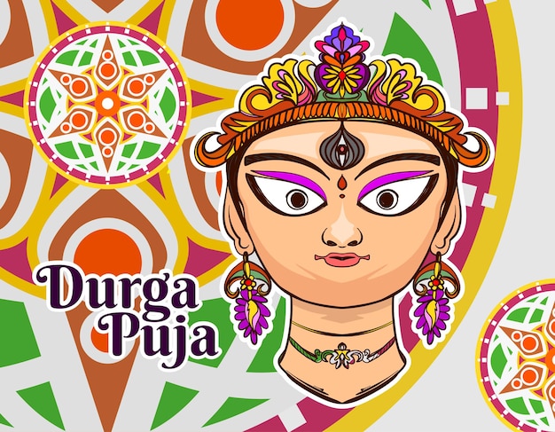 Outdoor-banner für durga puja festival day premium-banner-vorlage