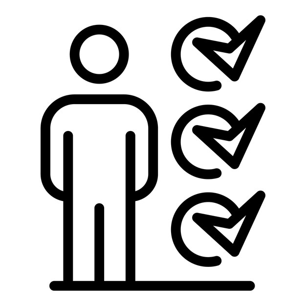 Outsource-to-do-Liste-Personen-Symbol Umriss-Outsource-To-Do-Listen-Persönlichkeit-Vektor-Symbole für das Webdesign, isoliert auf weißem Hintergrund