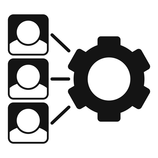 Outsourcing-Getriebesystem-Symbol Einfache Illustration des Outsource-Getriebesystem-Vektorsymbols für Webdesign isoliert auf weißem Hintergrund