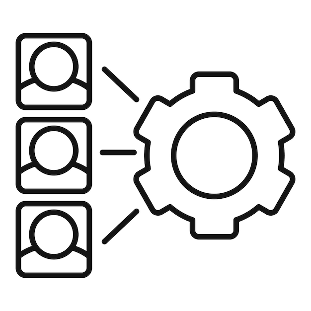 Outsourcing-Getriebesystem-Symbol Umriss Outsource-Getriebesystem-Vektorsymbol für Webdesign isoliert auf weißem Hintergrund