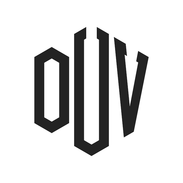 OUV-Logo-Design Anfangsbuchstaben OUV-Monogramm-Logo in sechseckiger Form