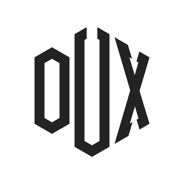 OUX Logo Design Initial Letter OUX Monogram Logo mit Hexagonform