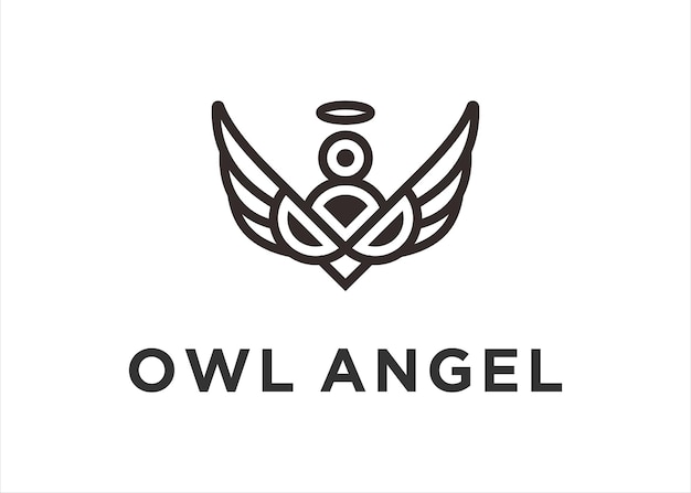 Owl angel icon logo illustration vektordesign