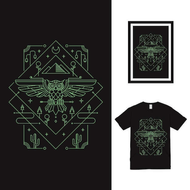 Owl garden line art t-shirt design