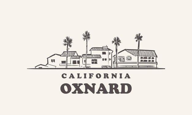 Oxnard skyline kalifornien gezeichnete skizze