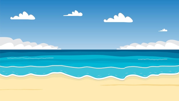 Ozean und Himmel mit Wolken-Vektor-Illustration