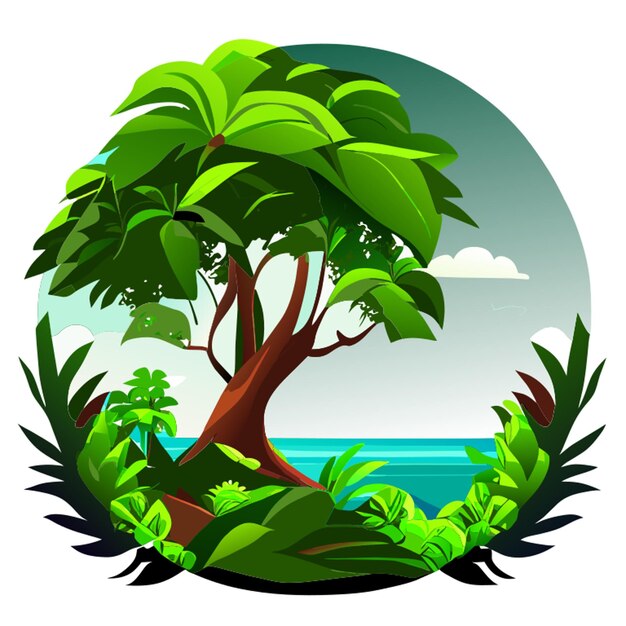 Vektor ozeanpalmenbaum weißer hintergrund t-shirt print-stil illustration hd