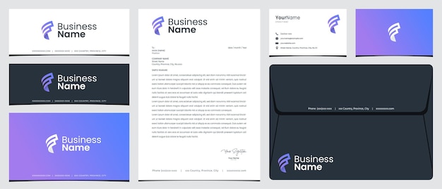 Vektor p digitales papierlogo mit briefpapierdesign, visitenkarte und social-media-banner