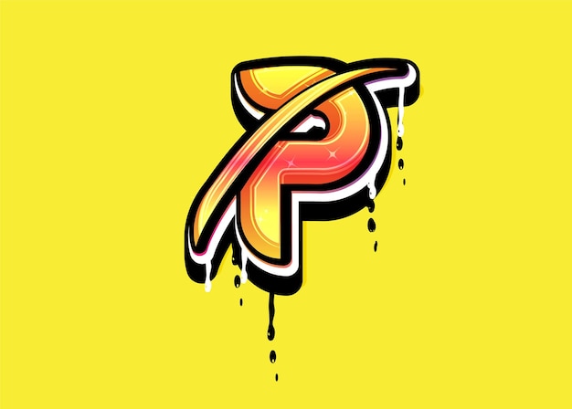 P Letter Swoosh-Logo mit Drip-Effekt-Vektor