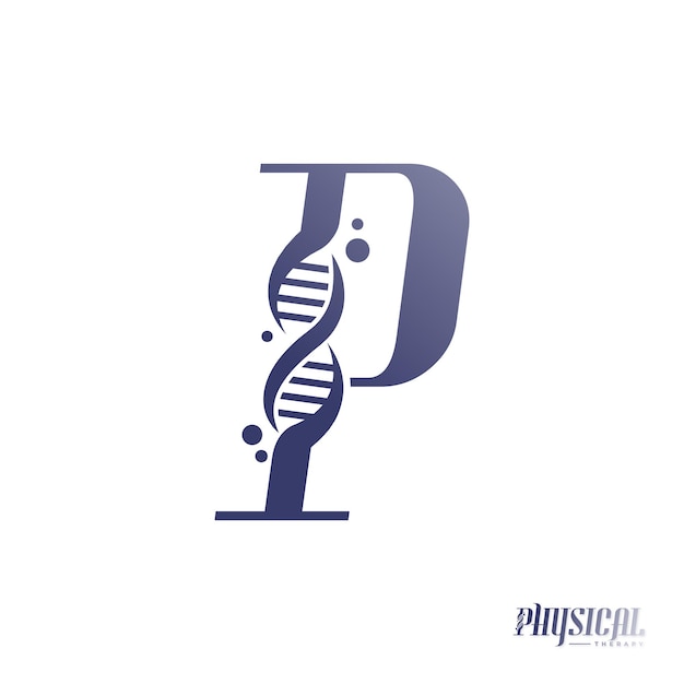 P-logo mit genetischem symbol und dna-kettenform