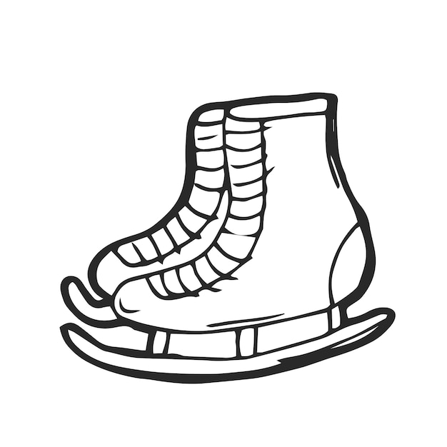 Vektor paar eiskunstlauf-schlittschuhe, handgezeichnete skizze, vektorillustration