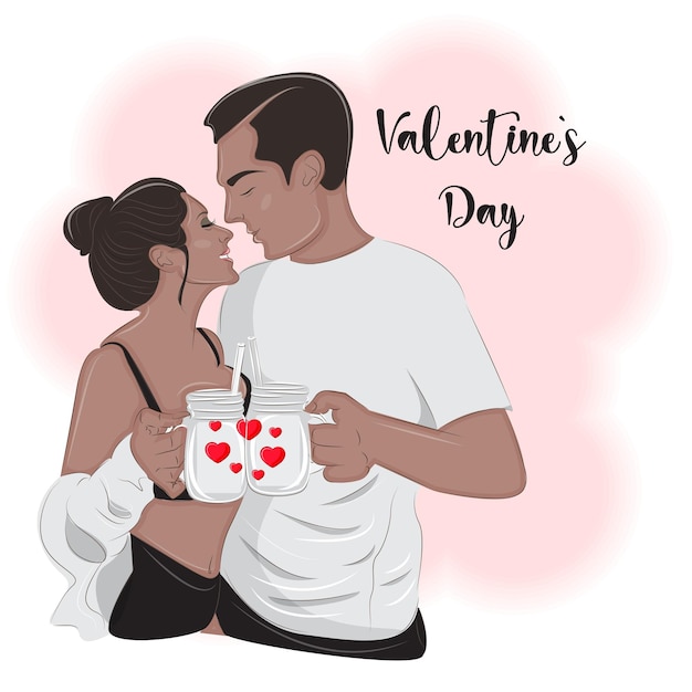 Paar in paris in der nähe des eiffelturms valentinstag vektorillustration 5